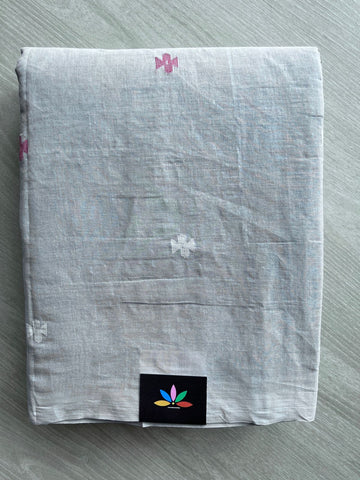 Steel Gray Handwoven Bengal Jamdani Cotton Saree(Without blouse)- 27898