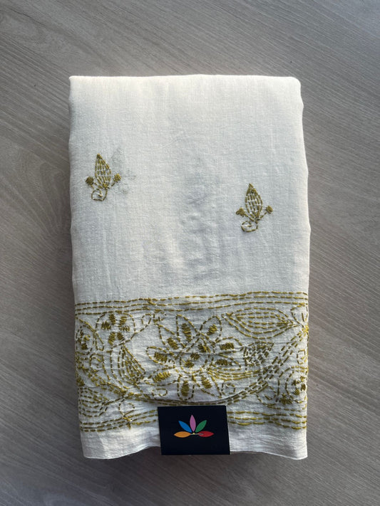 Kantha Hand Stitched Mul Cotton Saree - 28814