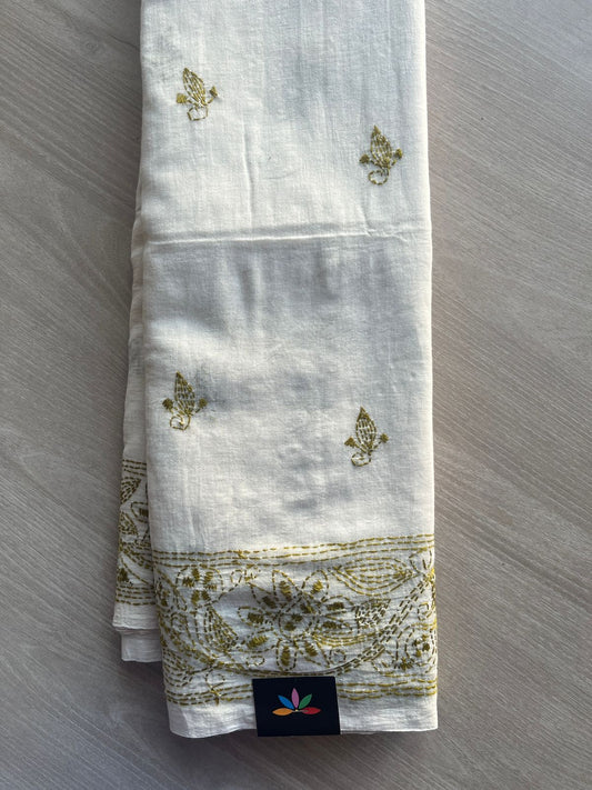 Kantha Hand Stitched Mul Cotton Saree - 28814