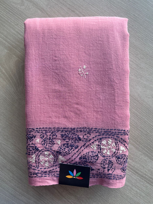 Kantha Hand Stitched Mul Cotton Saree - 28815