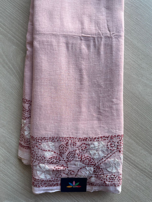 Kantha Hand Stitched Mul Cotton Saree - 28817