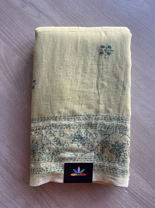 Kantha Hand Stitched Mul Cotton Saree - 28818