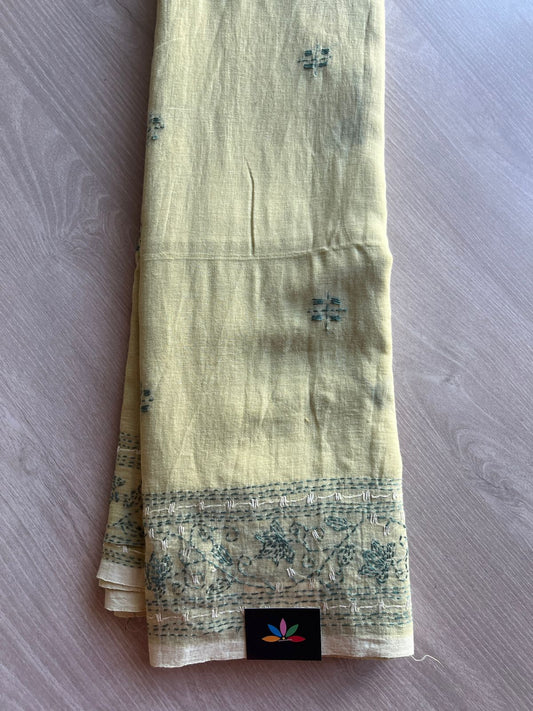 Kantha Hand Stitched Mul Cotton Saree - 28818