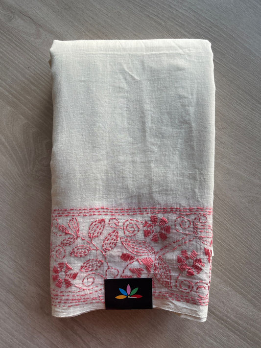 Kantha Hand Stitched Mul Cotton Saree - 28819