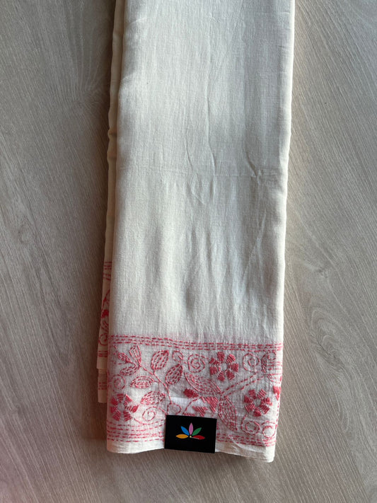 Kantha Hand Stitched Mul Cotton Saree - 28819