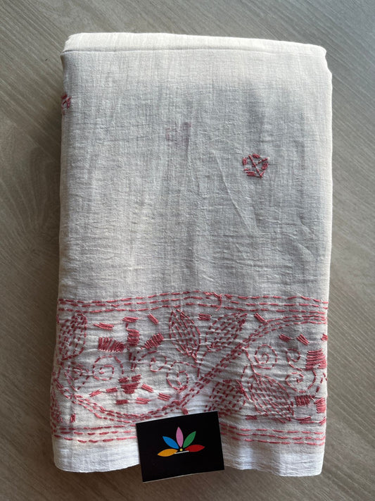 Kantha Hand Stitched Mul Cotton Saree - 28821