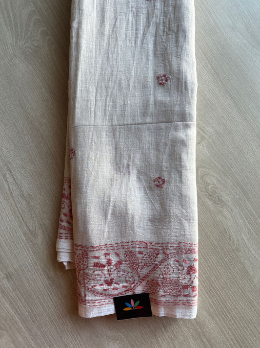Kantha Hand Stitched Mul Cotton Saree - 28821
