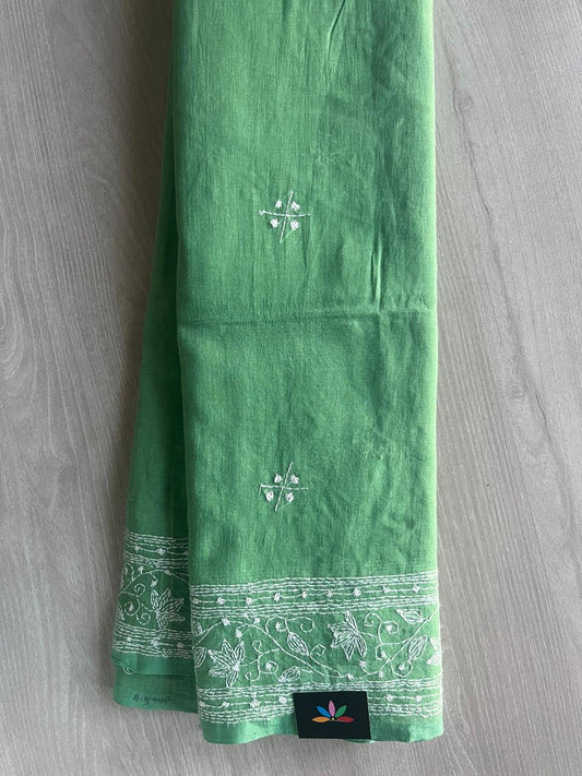Kantha Hand Stitched Mul Cotton Saree - 28822_28823