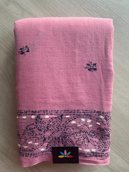 Kantha Hand Stitched Mul Cotton Saree - 28824
