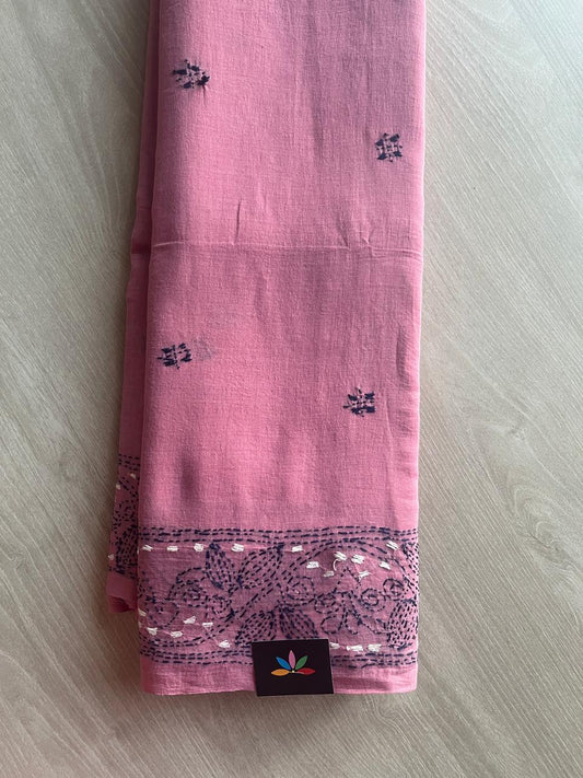 Kantha Hand Stitched Mul Cotton Saree - 28824