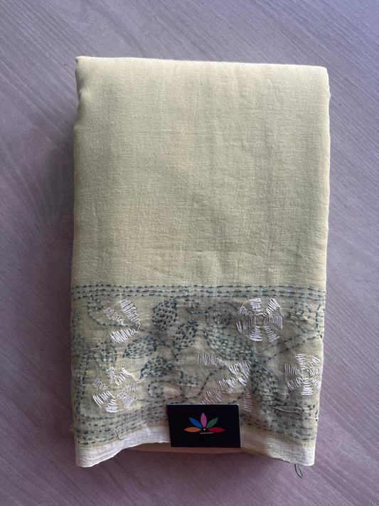Kantha Hand Stitched Mul Cotton Saree - 28825