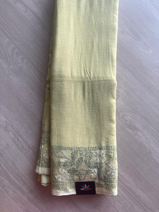 Kantha Hand Stitched Mul Cotton Saree - 28825