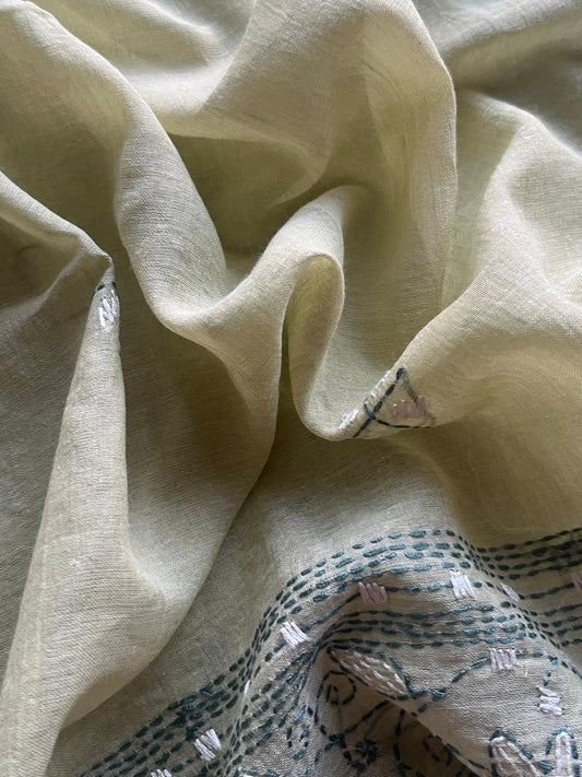 Kantha Hand Stitched Mul Cotton Saree - 28827