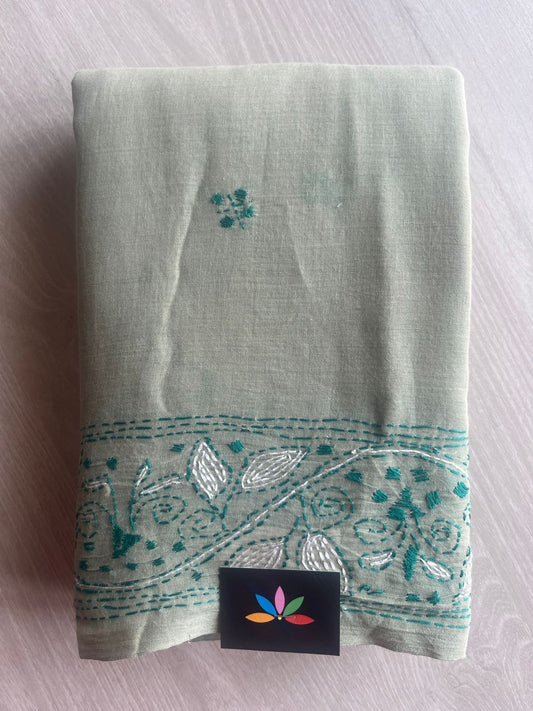 Kantha Hand Stitched Mul Cotton Saree - 28829