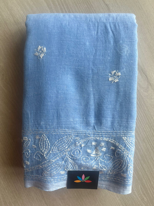 Kantha Hand Stitched Mul Cotton Saree - 28830