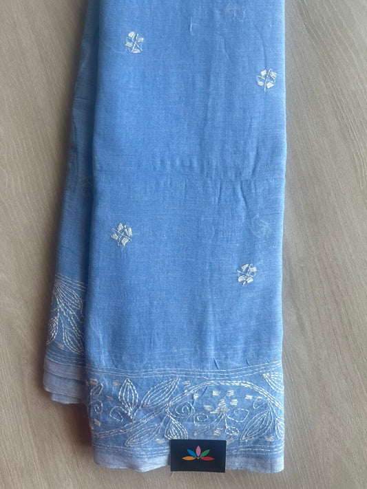 Kantha Hand Stitched Mul Cotton Saree - 28830