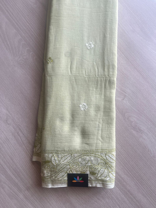 Kantha Hand Stitched Mul Cotton Saree - 28831