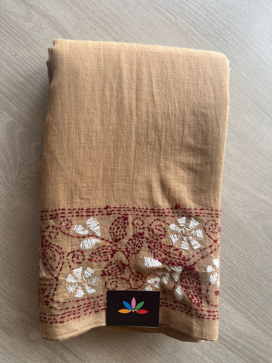 Kantha Hand Stitched Mul Cotton Saree - 28834