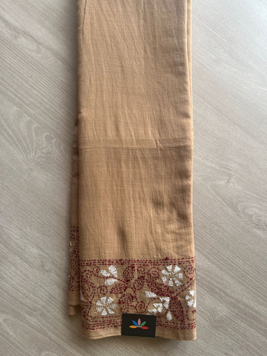 Kantha Hand Stitched Mul Cotton Saree - 28834