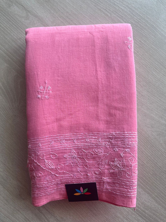 Kantha Hand Stitched Mul Cotton Saree - 28835