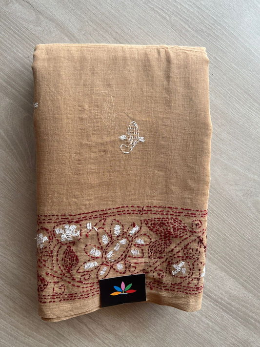 Kantha Hand Stitched Mul Cotton Saree - 28836