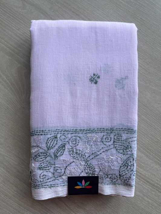 Kantha Hand Stitched Mul Cotton Saree - 28838