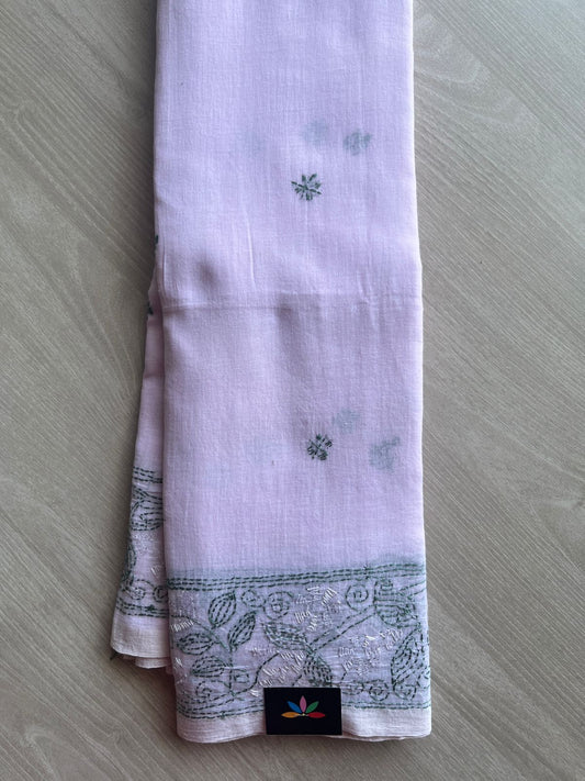 Kantha Hand Stitched Mul Cotton Saree - 28838