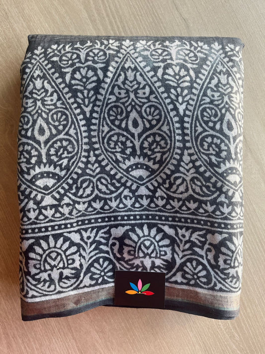 Designer Handcrafted Fine Linen Saree - 28844