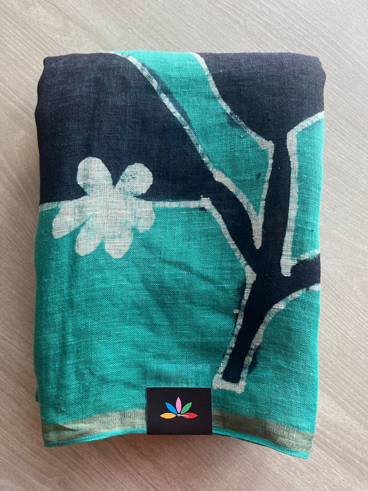 Designer Handcrafted Fine Linen Saree - 28845