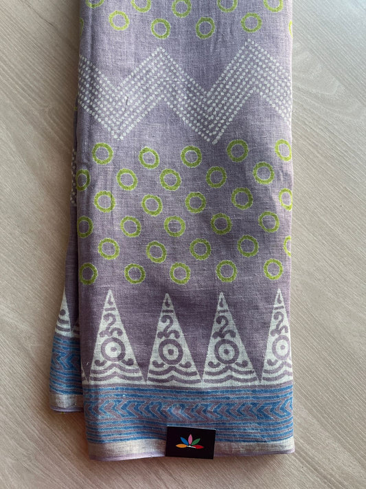 Designer Handcrafted Fine Linen Saree - 28846