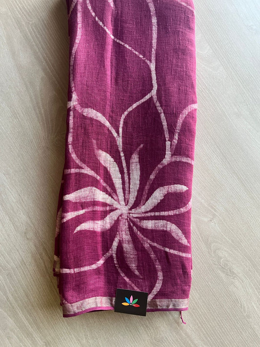 Designer Handcrafted Fine Linen Saree - 28850