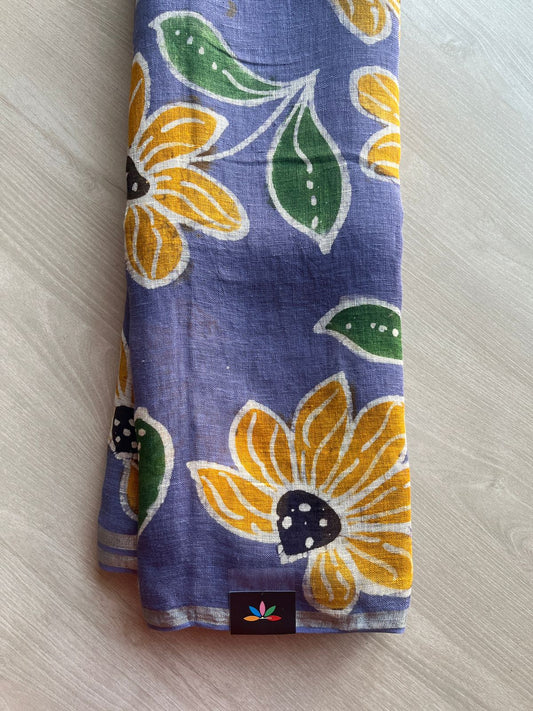 Designer Handcrafted Fine Linen Saree - 28851