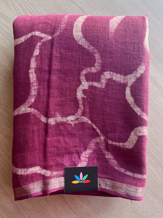 Designer Handcrafted Fine Linen Saree - 28852