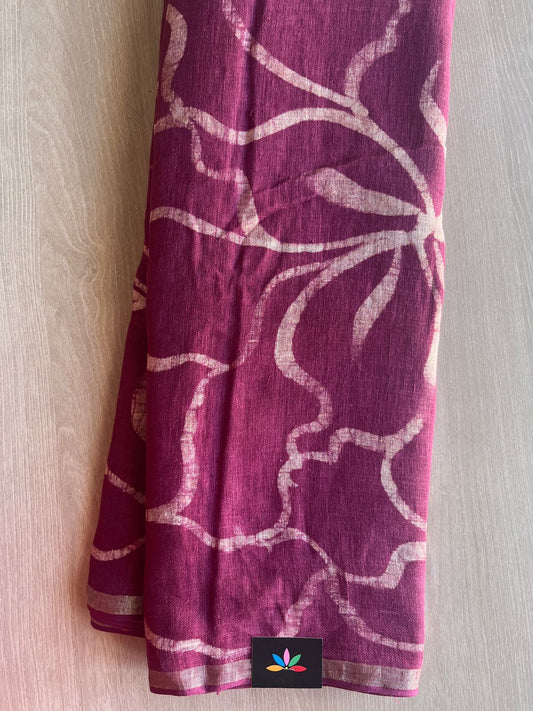 Designer Handcrafted Fine Linen Saree - 28852