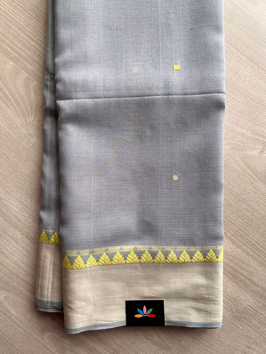 Steel Gray Handloom Bengal Soft Cotton Saree -31210