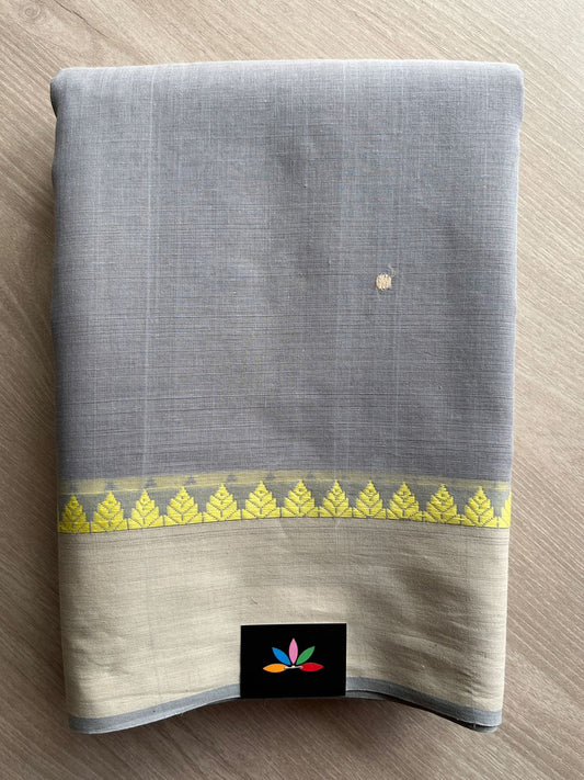 Steel Gray Handloom Bengal Soft Cotton Saree -31210