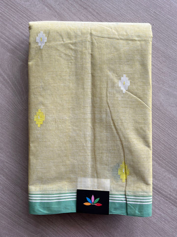 Light Pastel Green Handloom Bengal Jamdani Cotton Starched Saree (Without blouse) -31227