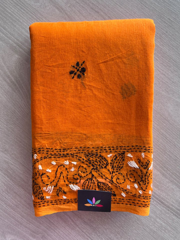 Kantha Stitched Mul Cotton Saree - 35729