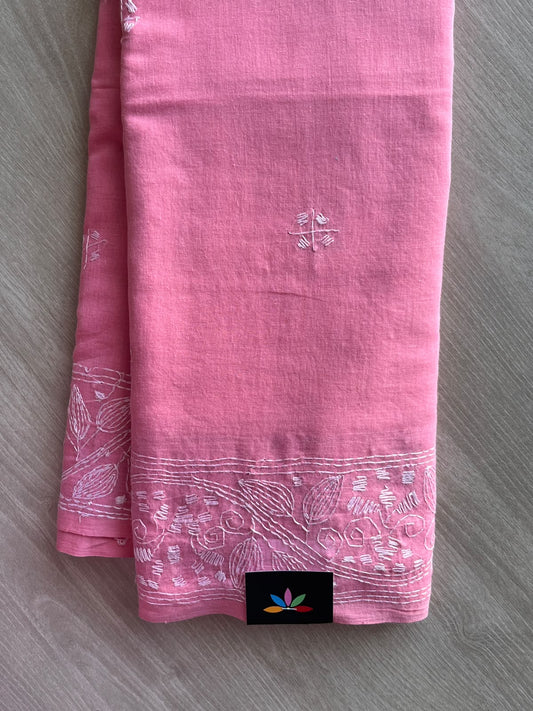 Kantha Stitched Mul Cotton Saree - 35730