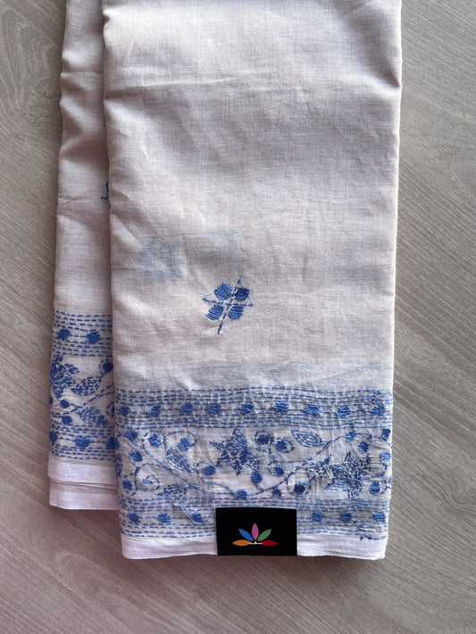 Kantha Stitched Mul Cotton Saree - 35731