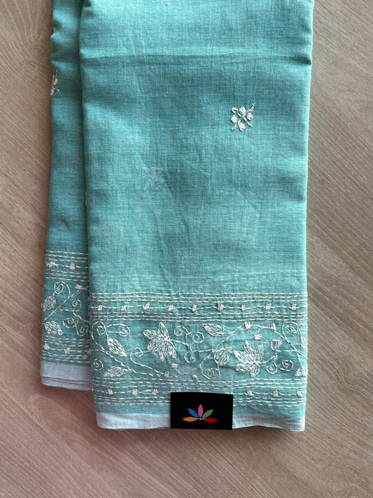 Kantha Stitched Mul Cotton Saree - 35732