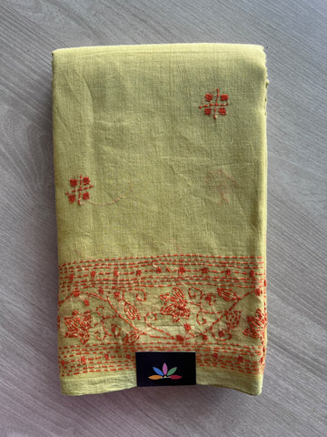 Kantha Stitched Mul Cotton Saree - 35733