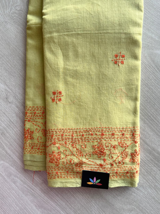 Kantha Stitched Mul Cotton Saree - 35733