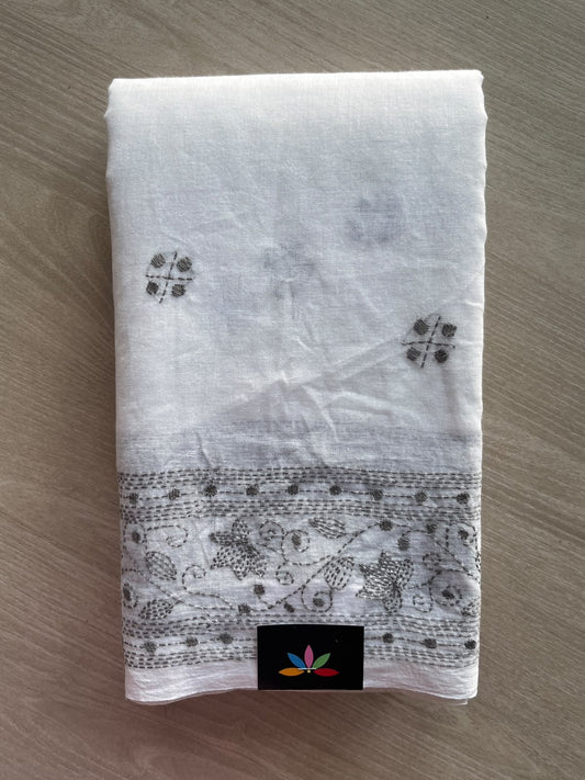 Kantha Stitched Mul Cotton Saree - 35734