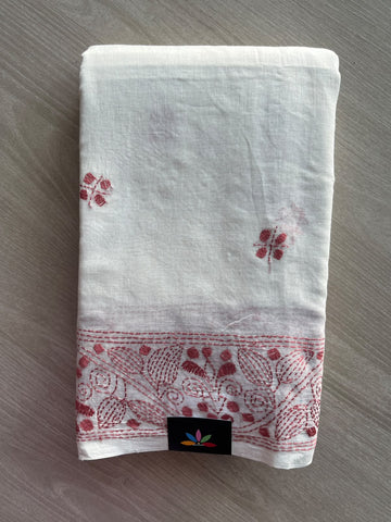 Kantha Stitched Mul Cotton Saree - 35736