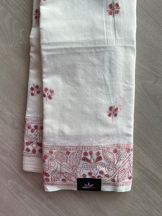 Kantha Stitched Mul Cotton Saree - 35736