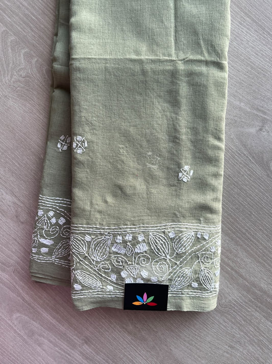 Kantha Stitched Mul Cotton Saree - 35737