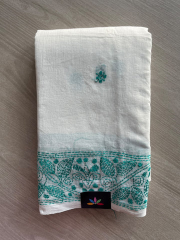 Kantha Stitched Mul Cotton Saree - 35738