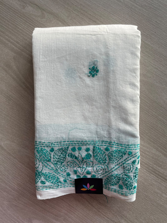 Kantha Stitched Mul Cotton Saree - 35738