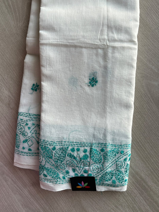 Kantha Stitched Mul Cotton Saree - 35738
